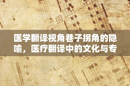 医学翻译视角巷子拐角的隐喻，医疗翻译中的文化与专业桥梁