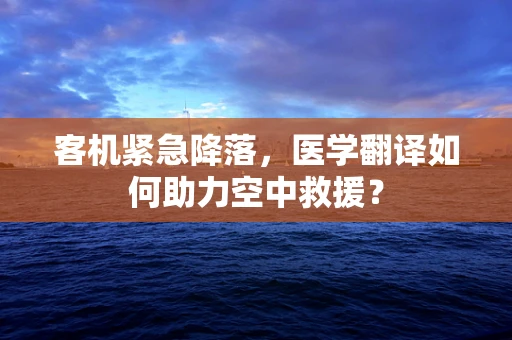 客机紧急降落，医学翻译如何助力空中救援？