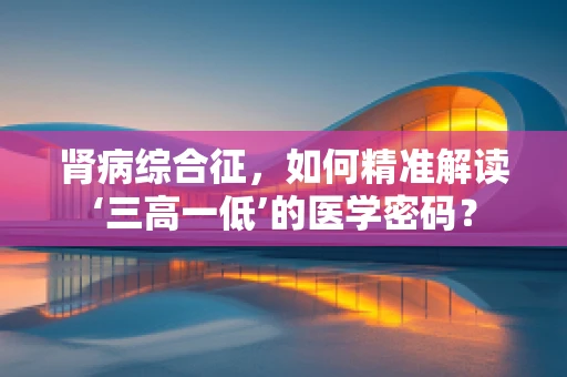 肾病综合征，如何精准解读‘三高一低’的医学密码？