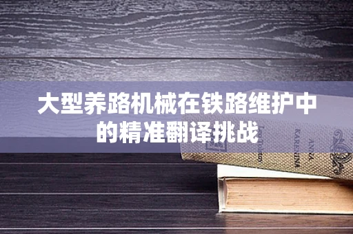 大型养路机械在铁路维护中的精准翻译挑战