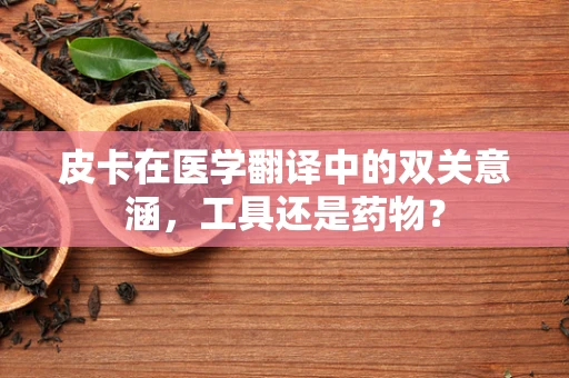 皮卡在医学翻译中的双关意涵，工具还是药物？