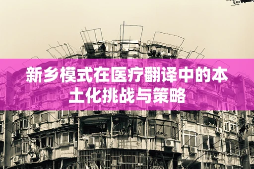 新乡模式在医疗翻译中的本土化挑战与策略