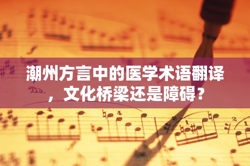 潮州方言中的医学术语翻译，文化桥梁还是障碍？