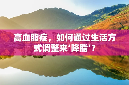 高血脂症，如何通过生活方式调整来‘降脂’？
