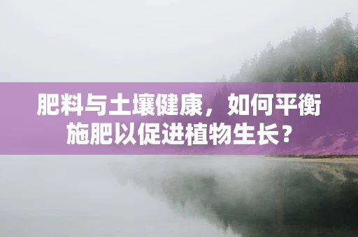 肥料与土壤健康，如何平衡施肥以促进植物生长？