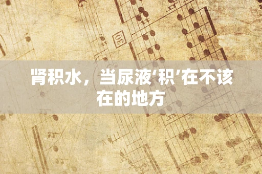 肾积水，当尿液‘积’在不该在的地方